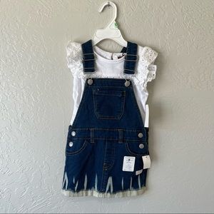 7 For All Mankind 2 Piece Jean Jumper Dress Overalls NWT